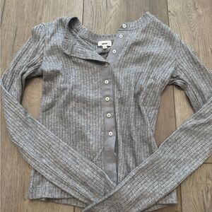 Aerie Gray Ribbed Crop Top